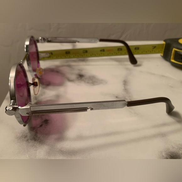 NEW! Purple Round Lens Sunglasses Silver Designed Metal Spring Sides - Picture 11 of 14